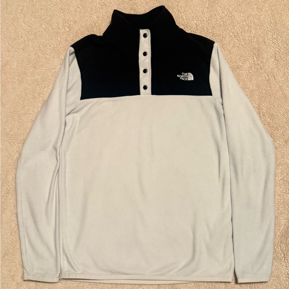 EUC The North Face Black and Off White Glacier 1/4 Snap Fleece - women’s XS